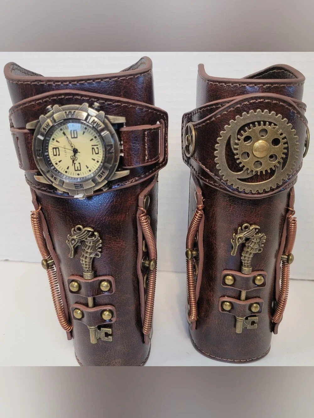 Steampunk Armbands W/ Decorative watch Combat Arm Bracers Medieval Armor Costume